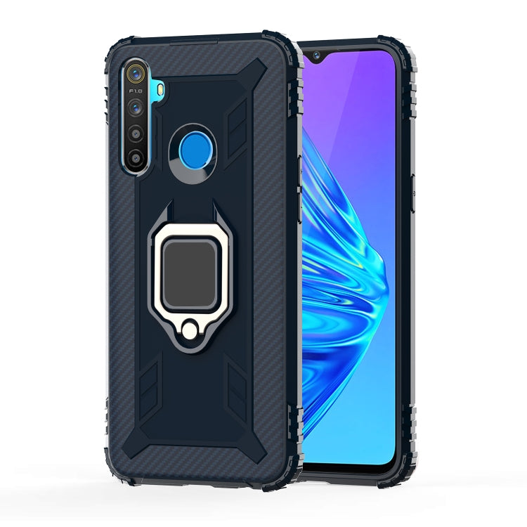 For OPPO Realme 6i Carbon Fiber Protective Case with 360 Degree Rotating Ring Holder(Blue)