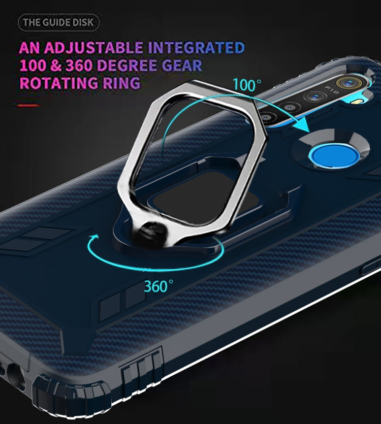 For OPPO Realme 6i Carbon Fiber Protective Case with 360 Degree Rotating Ring Holder(Blue)