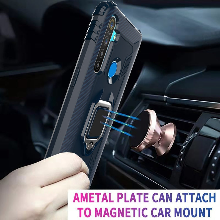 For OPPO Realme 6i Carbon Fiber Protective Case with 360 Degree Rotating Ring Holder(Blue)