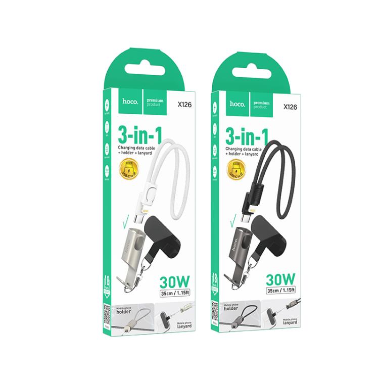 hoco X126 35cm Type-C to 8 Pin Experto PD30W Phone Holder & Lanyard & Data Cable