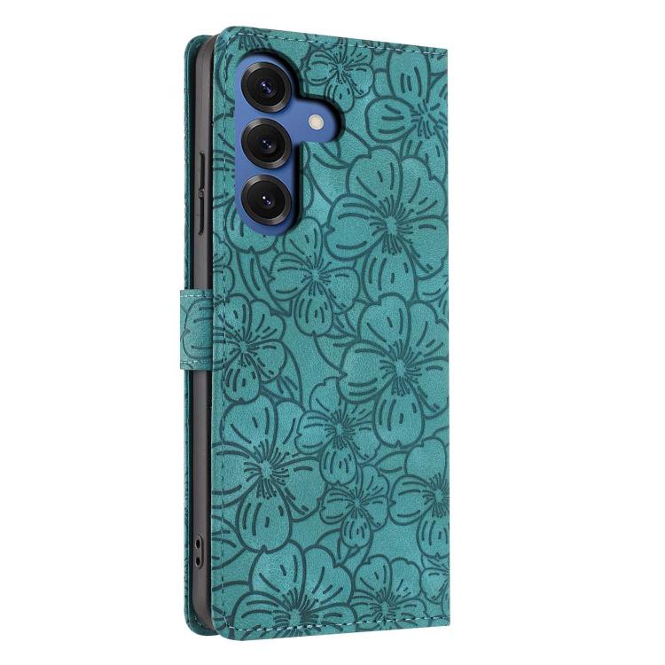 For Samsung Galaxy S26 5G Cherry Blossoms Embossed Leather Phone Case