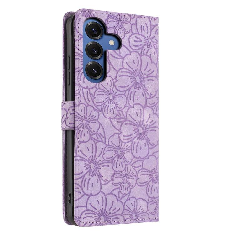 For Samsung Galaxy S26 5G Cherry Blossoms Embossed Leather Phone Case