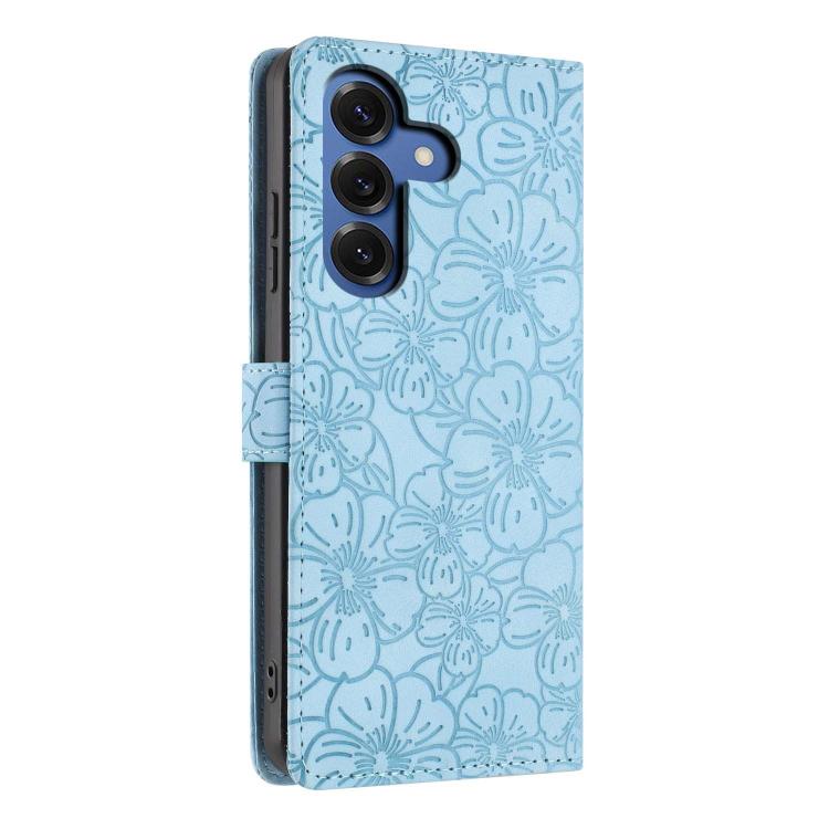 For Samsung Galaxy S26 5G Cherry Blossoms Embossed Leather Phone Case