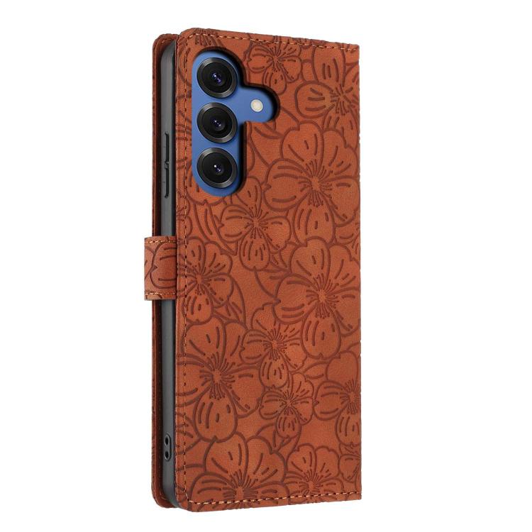For Samsung Galaxy S26 5G Cherry Blossoms Embossed Leather Phone Case
