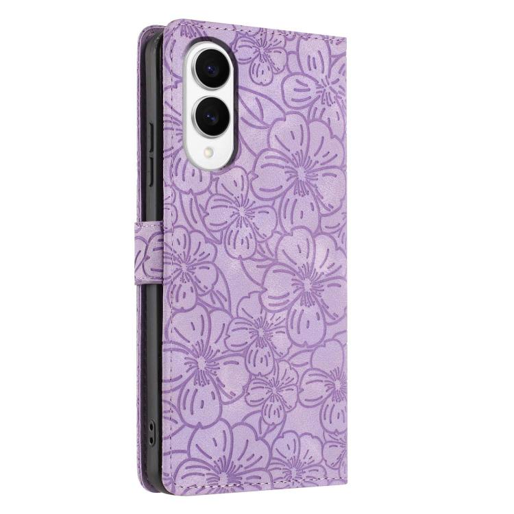 For Samsung Galaxy S25 Edge 5G Cherry Blossoms Embossed Leather Phone Case