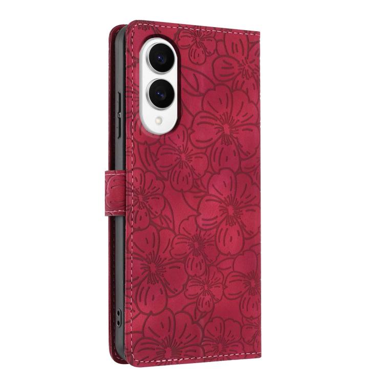 For Samsung Galaxy S25 Edge 5G Cherry Blossoms Embossed Leather Phone Case