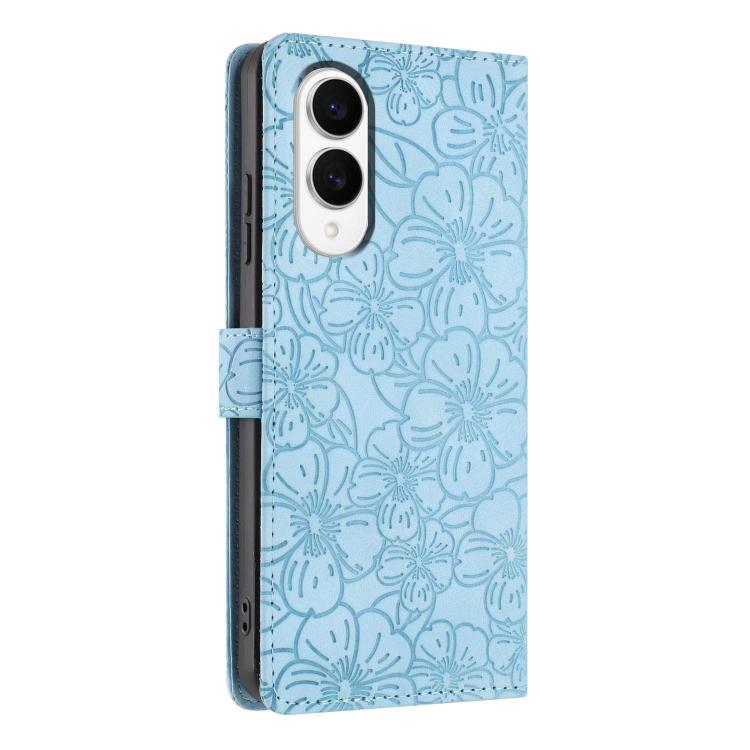 For Samsung Galaxy S25 Edge 5G Cherry Blossoms Embossed Leather Phone Case