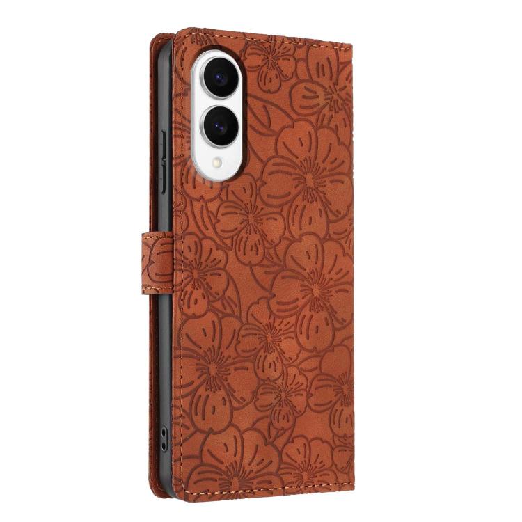 For Samsung Galaxy S25 Edge 5G Cherry Blossoms Embossed Leather Phone Case