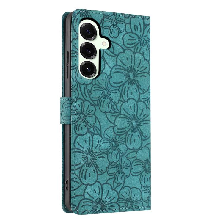 For Samsung Galaxy S25 5G Cherry Blossoms Embossed Leather Phone Case