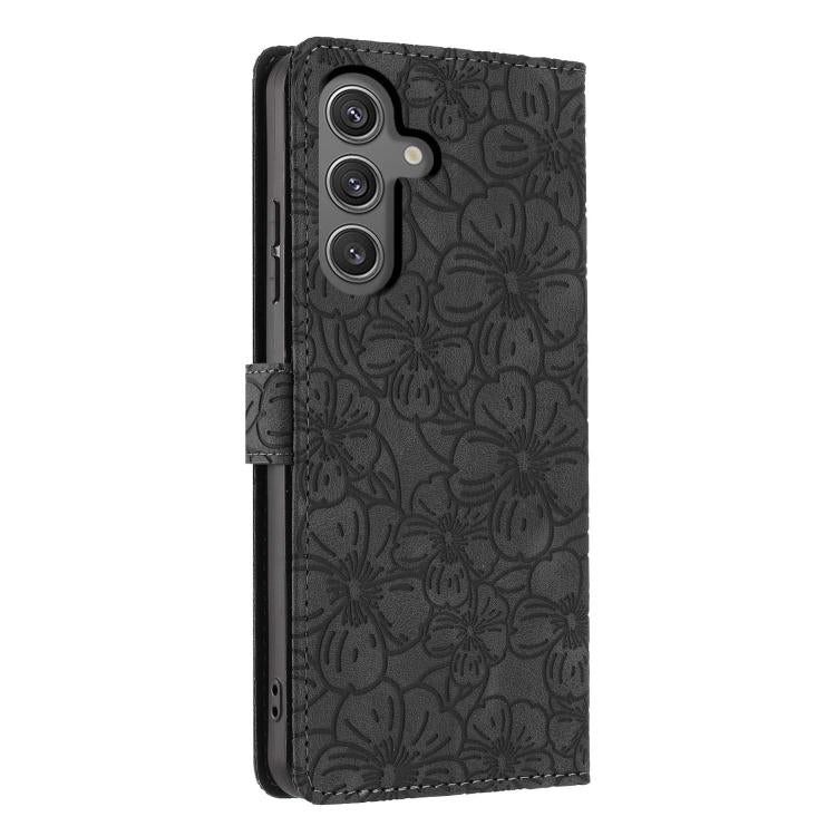 For Samsung Galaxy S24 FE 5G Cherry Blossoms Embossed Leather Phone Case
