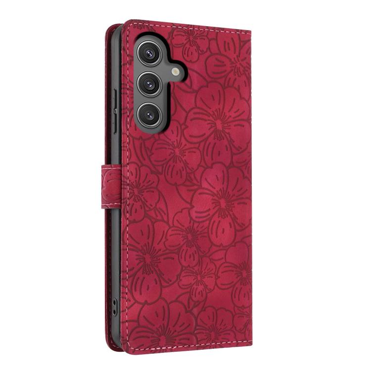 For Samsung Galaxy S23 FE 5G Cherry Blossoms Embossed Leather Phone Case
