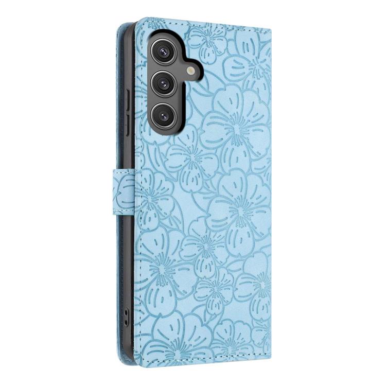 For Samsung Galaxy S23 FE 5G Cherry Blossoms Embossed Leather Phone Case