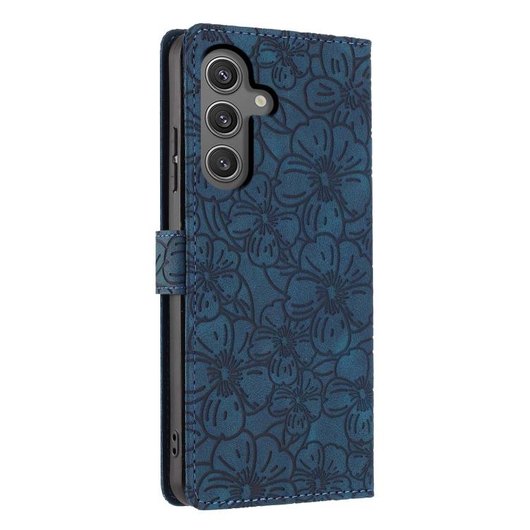 For Samsung Galaxy S23 FE 5G Cherry Blossoms Embossed Leather Phone Case
