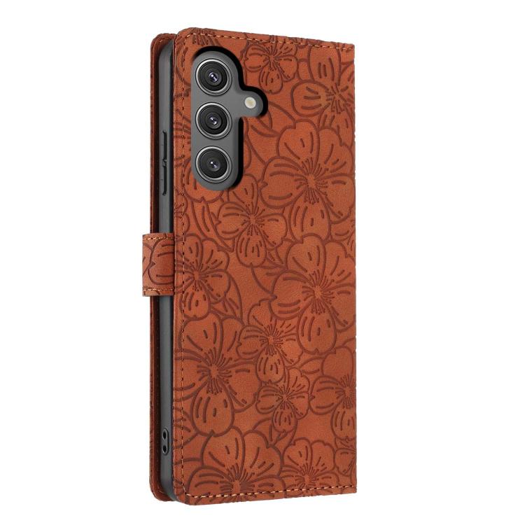 For Samsung Galaxy S23 FE 5G Cherry Blossoms Embossed Leather Phone Case
