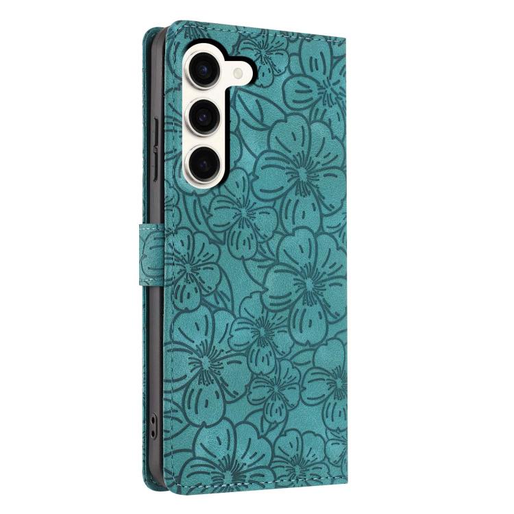 For Samsung Galaxy S23 5G Cherry Blossoms Embossed Leather Phone Case