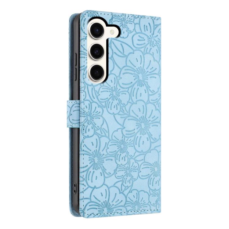 For Samsung Galaxy S23 5G Cherry Blossoms Embossed Leather Phone Case