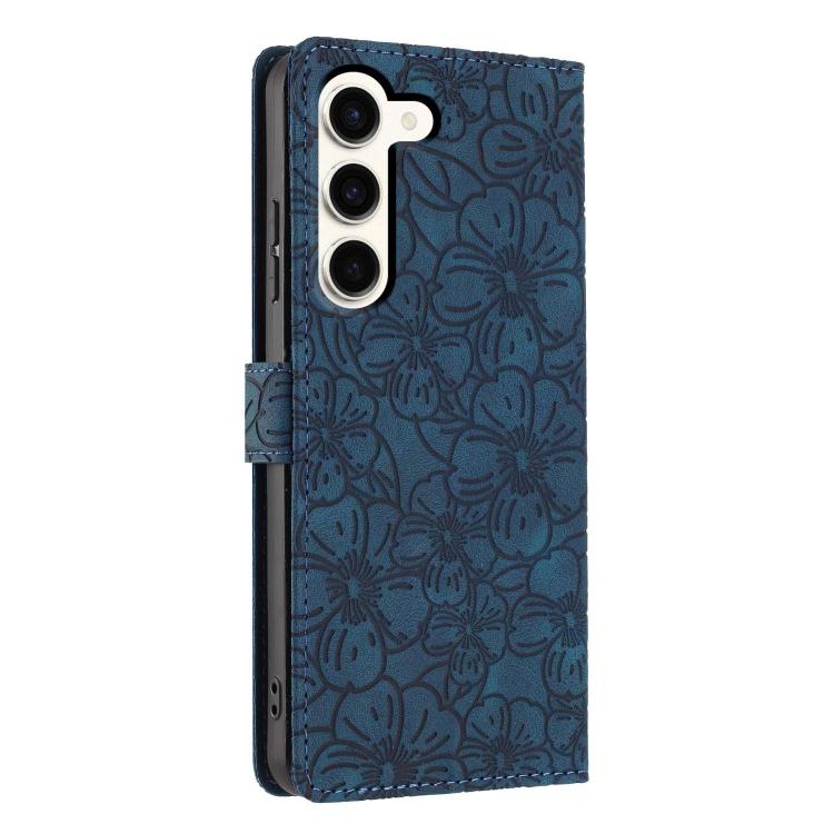 For Samsung Galaxy S23 5G Cherry Blossoms Embossed Leather Phone Case