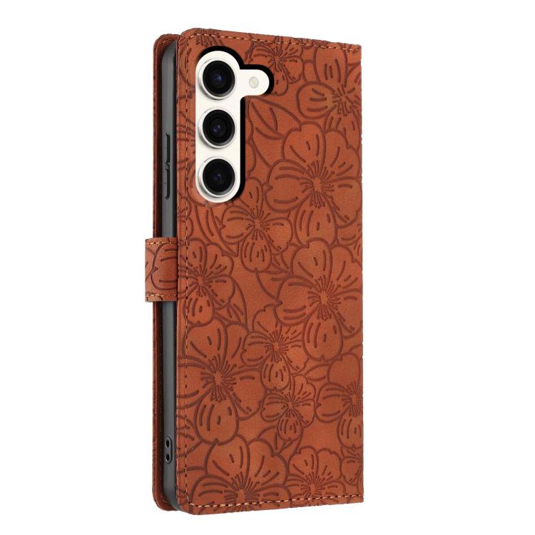 For Samsung Galaxy S23 5G Cherry Blossoms Embossed Leather Phone Case