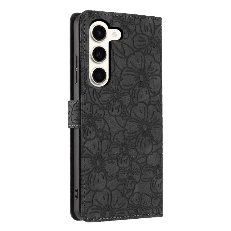 For Samsung Galaxy S23 5G Cherry Blossoms Embossed Leather Phone Case