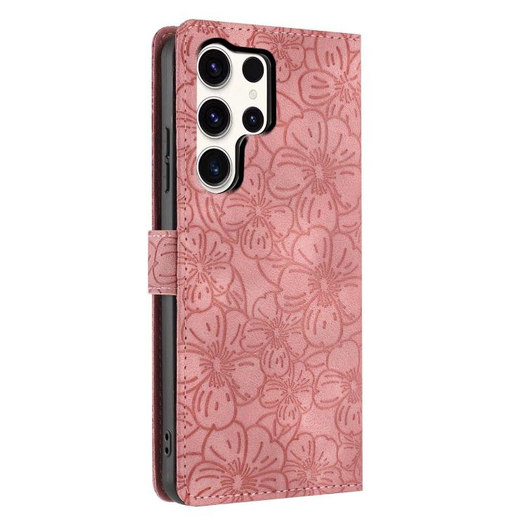 For Samsung Galaxy S23 Ultra 5G Cherry Blossoms Embossed Leather Phone Case