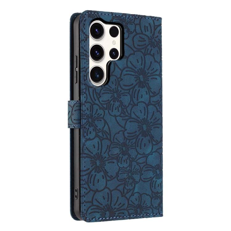 For Samsung Galaxy S23 Ultra 5G Cherry Blossoms Embossed Leather Phone Case