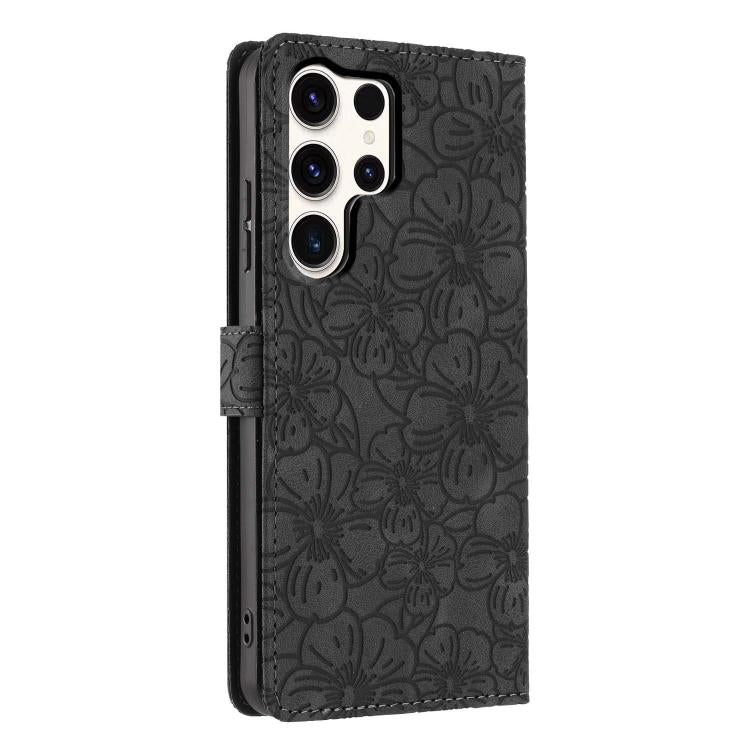 For Samsung Galaxy S23 Ultra 5G Cherry Blossoms Embossed Leather Phone Case