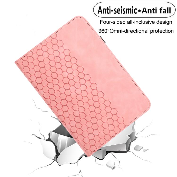 For Samsung Galaxy Tab A 10.1 2019 T510 Rotatable Honeycomb Embossed Leather Tablet Case