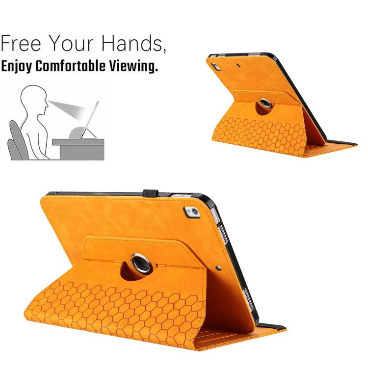 For Samsung Galaxy Tab A 10.1 2019 T510 Rotatable Honeycomb Embossed Leather Tablet Case