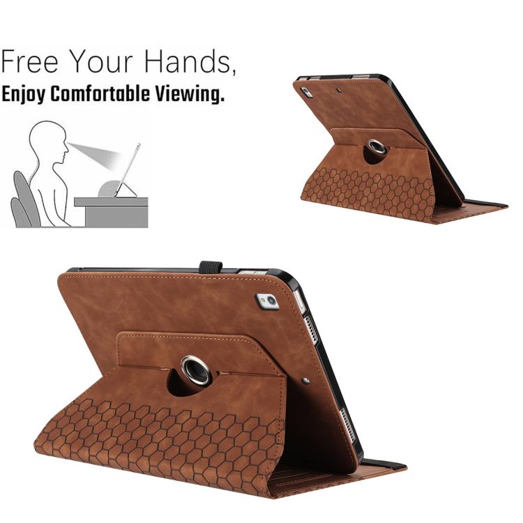 For Samsung Galaxy Tab A 10.1 2019 T510 Rotatable Honeycomb Embossed Leather Tablet Case