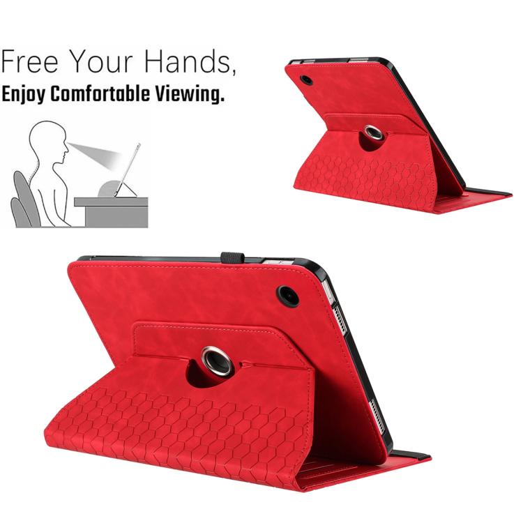 For Samsung Galaxy Tab A11 / A9 Rotatable Honeycomb Embossed Smart Leather Tablet Case