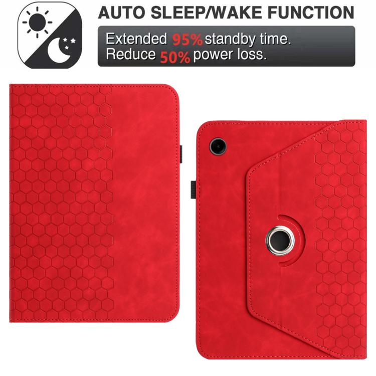 For Samsung Galaxy Tab A11 / A9 Rotatable Honeycomb Embossed Smart Leather Tablet Case