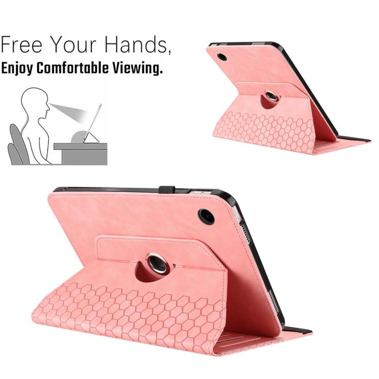 For Samsung Galaxy Tab A11 / A9 Rotatable Honeycomb Embossed Smart Leather Tablet Case