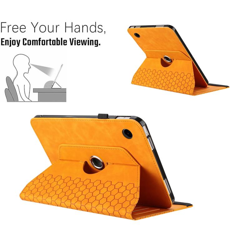 For Samsung Galaxy Tab A11 / A9 Rotatable Honeycomb Embossed Smart Leather Tablet Case