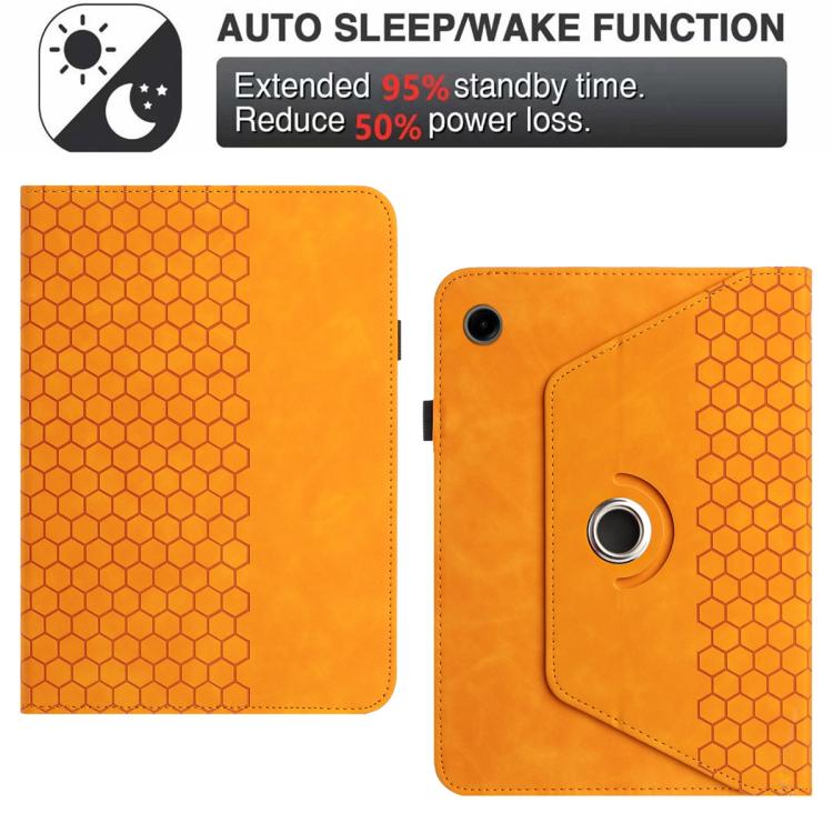 For Samsung Galaxy Tab A11 / A9 Rotatable Honeycomb Embossed Smart Leather Tablet Case