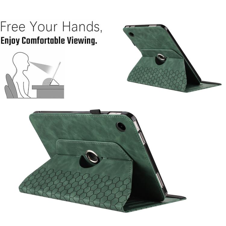 For Samsung Galaxy Tab A11 / A9 Rotatable Honeycomb Embossed Smart Leather Tablet Case