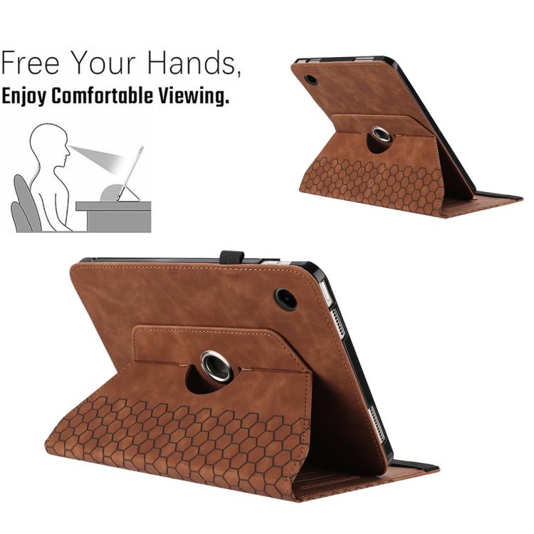 For Samsung Galaxy Tab A11 / A9 Rotatable Honeycomb Embossed Smart Leather Tablet Case