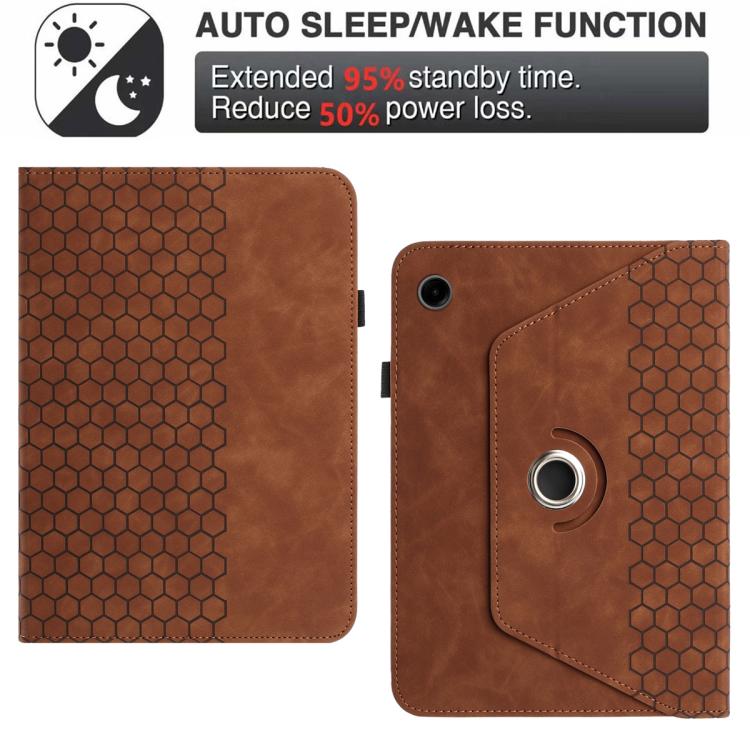 For Samsung Galaxy Tab A11 / A9 Rotatable Honeycomb Embossed Smart Leather Tablet Case