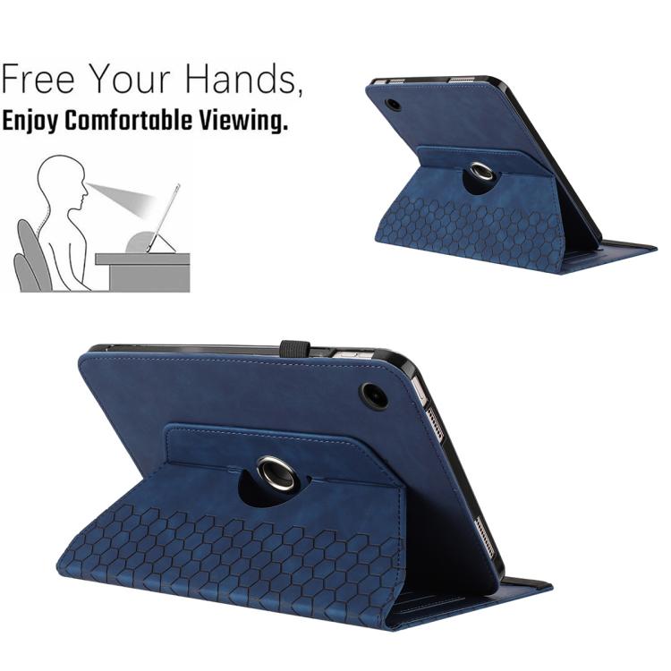 For Samsung Galaxy Tab A11 / A9 Rotatable Honeycomb Embossed Smart Leather Tablet Case