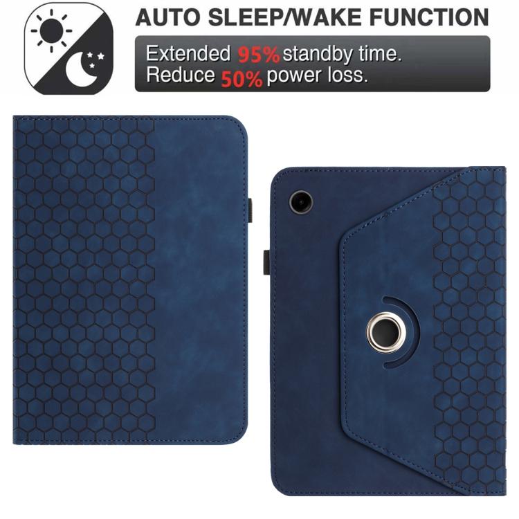 For Samsung Galaxy Tab A11 / A9 Rotatable Honeycomb Embossed Smart Leather Tablet Case