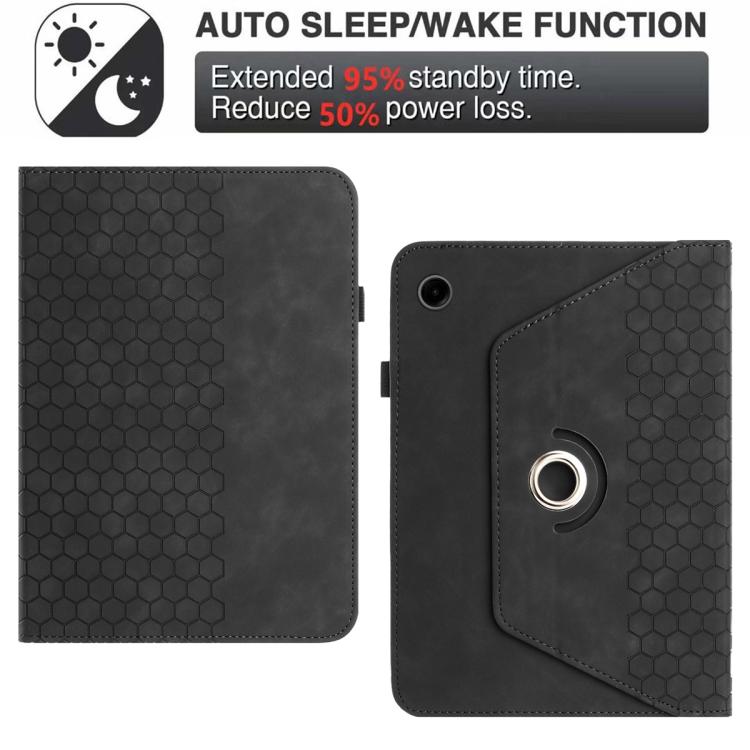 For Samsung Galaxy Tab A11 / A9 Rotatable Honeycomb Embossed Smart Leather Tablet Case