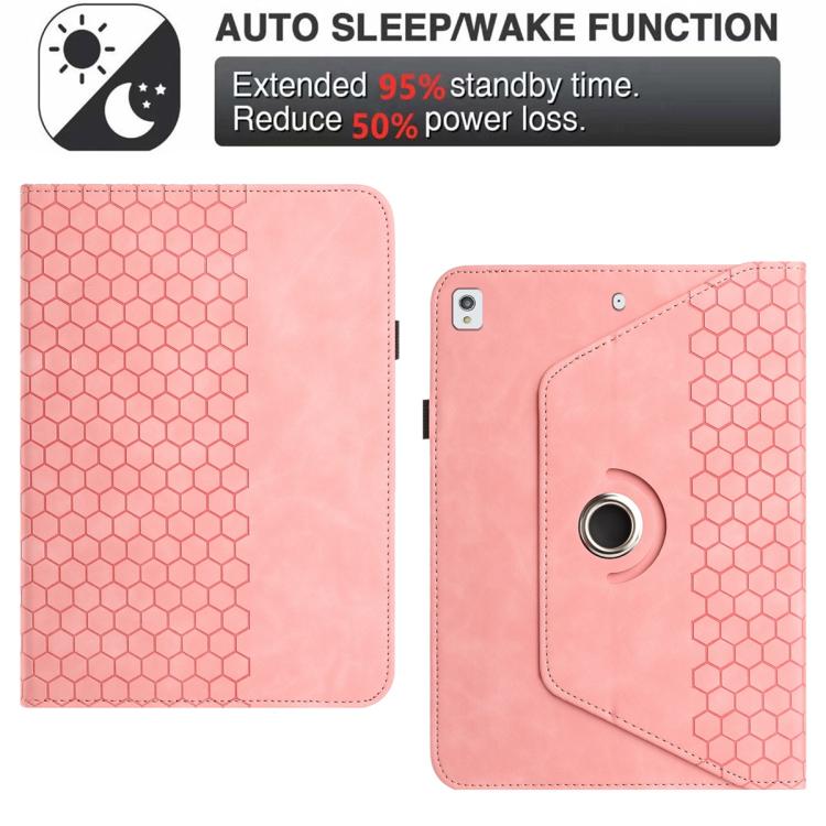 For Samsung Galaxy Tab S6 Lite 2020 P610 Rotatable Honeycomb Embossed Smart Leather Tablet Case