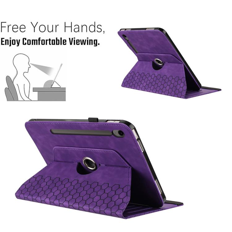 For Samsung Galaxy Tab S9 / Tab S9 FE Rotatable Honeycomb Embossed Smart Leather Tablet Case