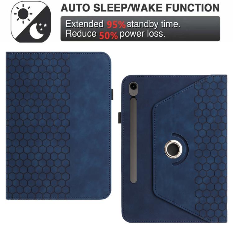 For Samsung Galaxy Tab S9 / Tab S9 FE Rotatable Honeycomb Embossed Smart Leather Tablet Case