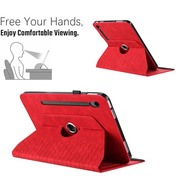 For Samsung Galaxy Tab S10 FE / Tab S10 FE+ Rotatable Honeycomb Embossed Smart Leather Tablet Case