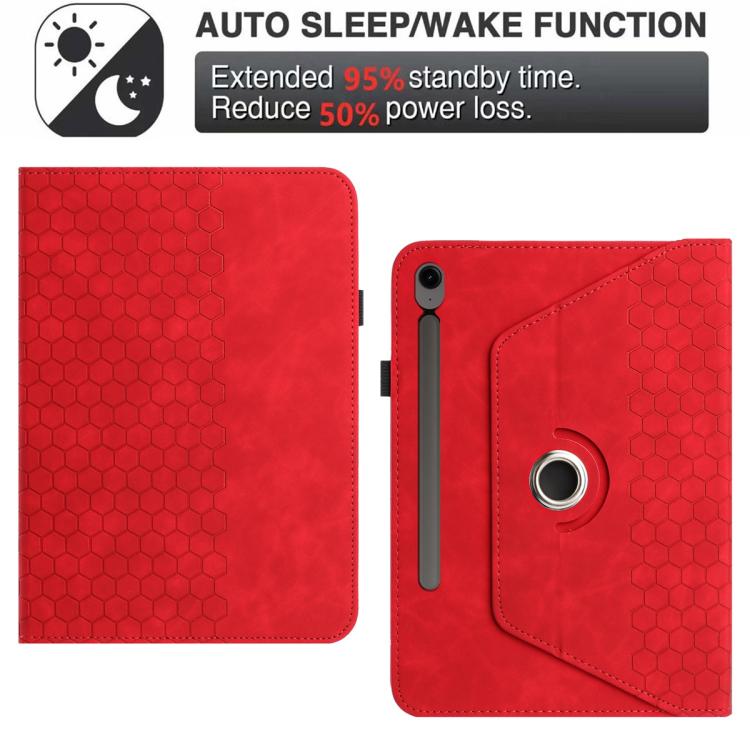 For Samsung Galaxy Tab S10 FE / Tab S10 FE+ Rotatable Honeycomb Embossed Smart Leather Tablet Case