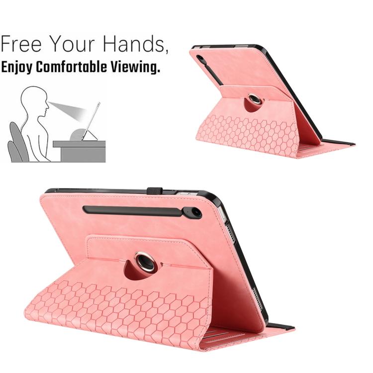 For Samsung Galaxy Tab S10 FE / Tab S10 FE+ Rotatable Honeycomb Embossed Smart Leather Tablet Case