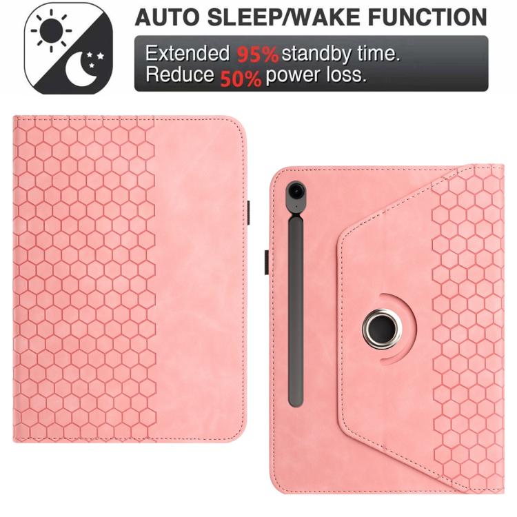 For Samsung Galaxy Tab S10 FE / Tab S10 FE+ Rotatable Honeycomb Embossed Smart Leather Tablet Case