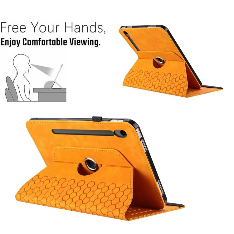 For Samsung Galaxy Tab S10 FE / Tab S10 FE+ Rotatable Honeycomb Embossed Smart Leather Tablet Case