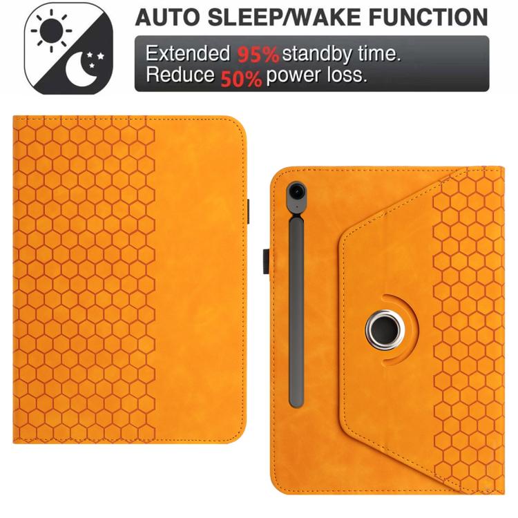 For Samsung Galaxy Tab S10 FE / Tab S10 FE+ Rotatable Honeycomb Embossed Smart Leather Tablet Case