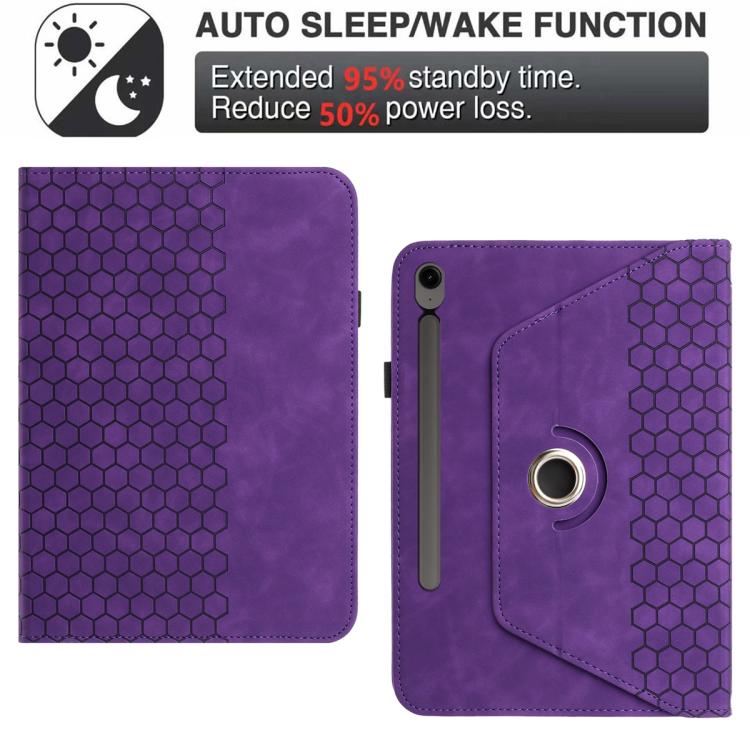 For Samsung Galaxy Tab S10 FE / Tab S10 FE+ Rotatable Honeycomb Embossed Smart Leather Tablet Case